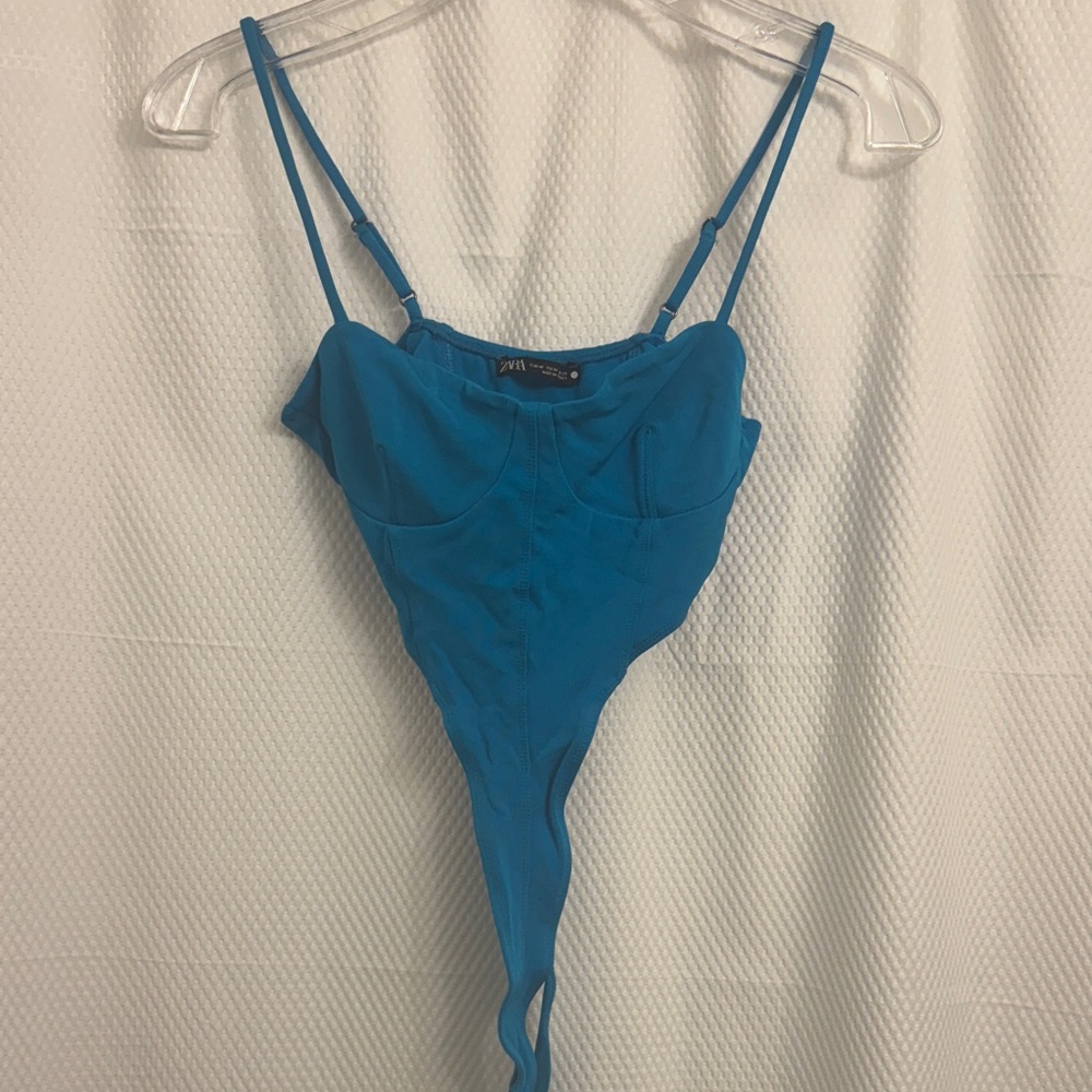 Zara Blue cutout Bodysuit